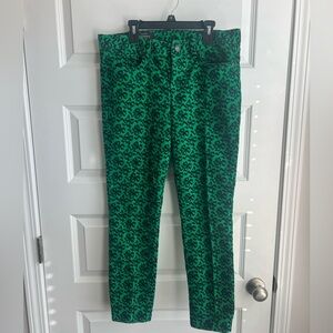 J. Crew Green Patterned Skinny Pants